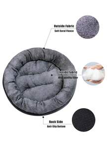 1毛绒保暖加厚圆形宠物窝适合秋冬季宠物床宠物垫适合中小型犬猫猫窝狗屋 - 深灰色 - 查看 3