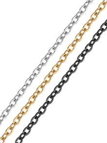 16.4ft 2mm 304 Stainless Steel Chains Flat Cable Link Chain Bulk For Jewelry Making DIY Craft - 黑色 - 查看 4