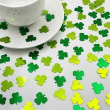 140pcs St. Patrick's Day Colorful Confetti, Clover Pattern, Green, Party Table Decor, Glitter Sprinkles, Or For DIY Lucky Clover Party Supplies - Multicolor - View 5