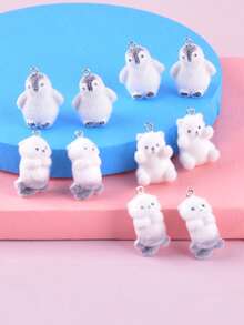 10pcs Penguin Resin Pendant Earrings Necklace Accessories DIY Jewelry Findings
