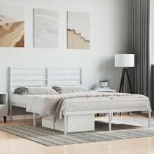vidaXL Telaio del letto con testiera in metallo bianco, 120x190 cm - Bianco - Visualizzare 1