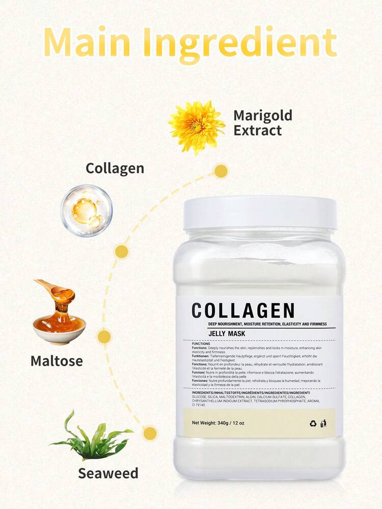 Masque en gel au collagène, à l'or et à l'acide hyaluronique - Masque en gel hydratant, éclaircissant et nourrissant | Poudre de masque en gel - Nude - Voir 4