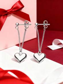 1 pereche de cercei minimalisti în formă de inimă, cercei eleganți lungi suspendați, cercei drăguți în formă de inimă cu piersică