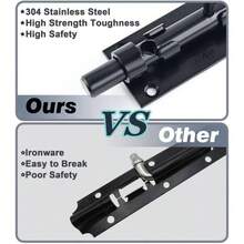 6 Inch Slide Bolt, Thickened SUS304 Stainless Steel Gate Heavy Door Lock, Black Bolt Outdoor Fence, Wooden Fence, Shed Doors - 6 Inch + Black - View 5