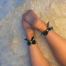 Women's Sexy Leather Ankle Accessories, Leather Anklets, Foot Bow Anklets, Handcuffs, Fetish Clothing, Exotic Accessories - 黑色 - 查看 2