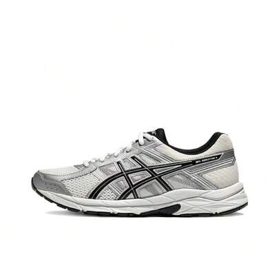  ASICS Gel-Contend 4 Versatile & Comfortable Synthetic Leather Cushioned Breathable Supportive Low-Top Casual, Long Distance, Short Distance, City Commute Running Shoes, Men, White/Silver