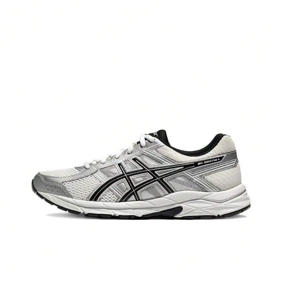 ASICS Gel-Contend 4 Versatile & Comfortable Synthetic Leather Cushioned Breathable Supportive Low-Top Casual, Long Distance, Short Distance, City Commute Running Shoes, Men, White/Silver - White Silver - View 1