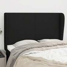 vidaXL Kopfteil Mit Ohren, Schwarz, 147x23x118/128 Cm, Stoff - Black - View 1