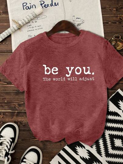 Women's Casual Everyday Pure White English Letter Graphic Print T-Shirt, Versatile, Suitable For Outdoor Activities For Daily Wear, Women's Summer, Women's Going Out Top, Graphic Round Neck Short Sleeve T-Shirt