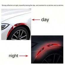 2pcs Car Wheel Eyebrow Anti-Collision Strips, Luminous Reflective Car Tire Stickers To Enhance Nighttime Visibility And Safety, Red & White Vehicle Tire Warning Stickers - 2PCS Wheel Arch Anti-collision Stickers - View 5