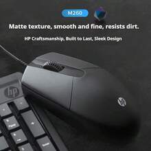 HP M260 Wired Silent Mouse, USB Interface, 1200 DPI, Precise Positioning, Ergonomic Design, 1.5M Cable, Compatible With Laptops/Desktops, Black, Designed For Business, Office And Study