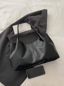 Minimalist Style Women's Shoulder Bag, Tote Bag, Fashion Large Capacity Handbag - Black - View 4