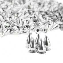 200 Silver Metal Bag Studs Cone Punk Spike Spots Rivet Screw Bullet Leather DIY - Silver - View 4