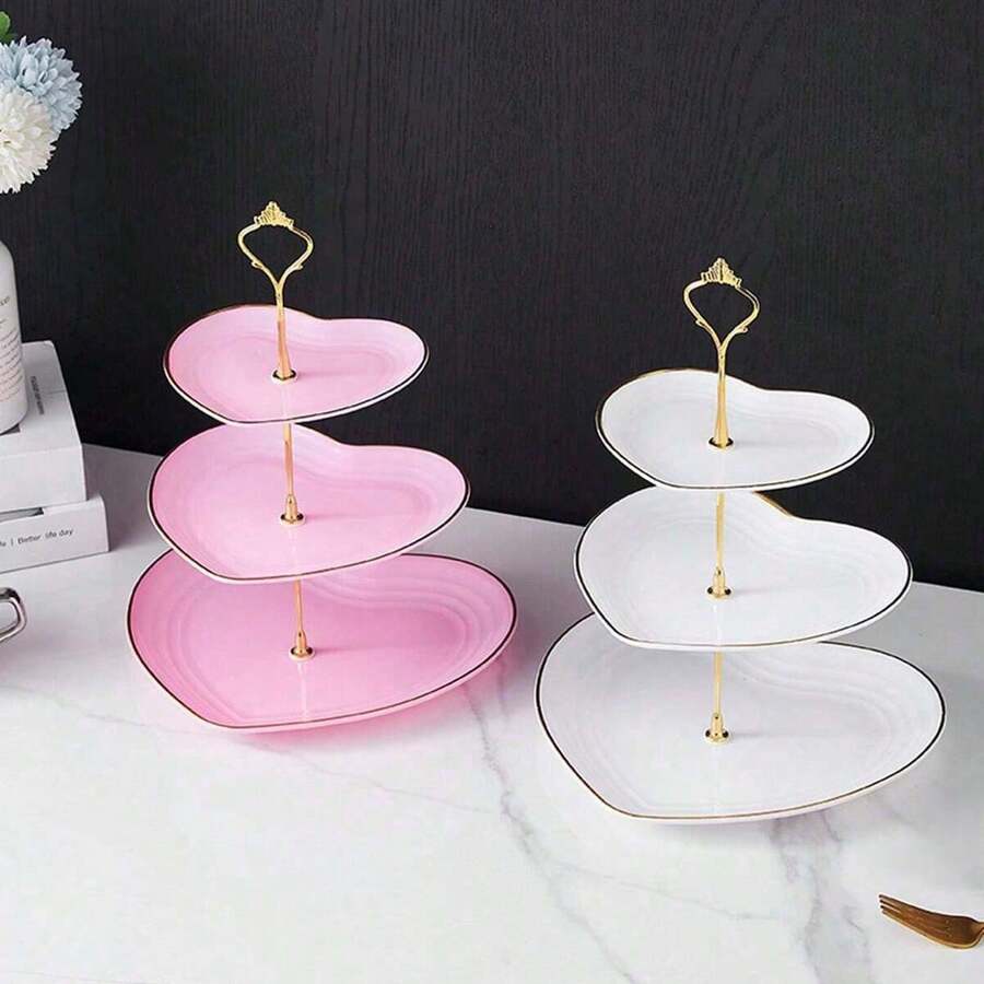 Suporte para bolo de 3 andares, expositor de frutas, suporte para bolo e sobremesa para chá da tarde, artigos para casamento, decoração para casa, utensílios de cozinha - Multicolorido - Ver 1