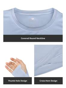 Áo bơi dài tay chống nắng, nhanh khô dành cho nữ, màu xanh dương. - Màu xanh nhạt - Xem 4