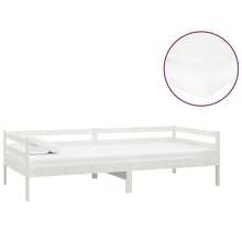 vidaXL Tagesbett Mit Matratze 90x200 Cm Weiß Kiefer Massivholz - White - View 2
