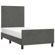 vidaXL Bettgestell Ohne Matratze, Dunkelgrau, 80x200 Cm, Samt - Grey - View 3
