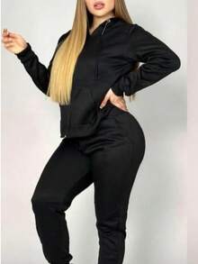 Set de sudadera y pantalón de colores - Negro - Ver 3