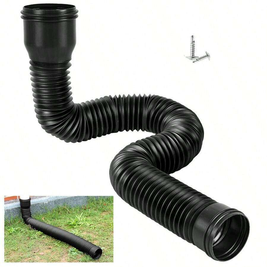 Rain Gutter Downspout Extensions Flexible Connector Downspout Extender Universal - Black - View 1