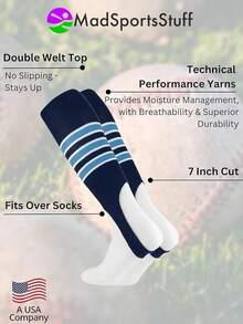 Estribos de Béisbol Patrón B 3 Rayas - Azul marino/azul /blanco - Ver 3