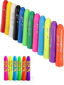 6pcs Fluorescent Black Crayons, Neon Face & Body UV Light Painting Set, UV Light Painting Pigments, Neon Face Painting Pigments, Adult Halloween Costume Party Makeup, Carnival Party Essential, Cosplay, Party - Multicolor - View 7