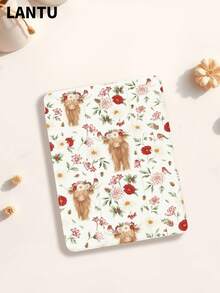 1pc Cow Floral Pattern Tablet Protective Case, Compatible With Apple IPad 10.2", IPad Pro 11" 2020/2021, IPad (A16) 11" 11th Gen 2025, IPad 9th/10th Gen, IPad Air 4th 10.9", Galaxy Tab S6 Lite 10.4", /, Anti-Drop, With Pen Slot, Sleep/Wake Support, Romantic Gift For Tablet Users - Multicolor - View 4