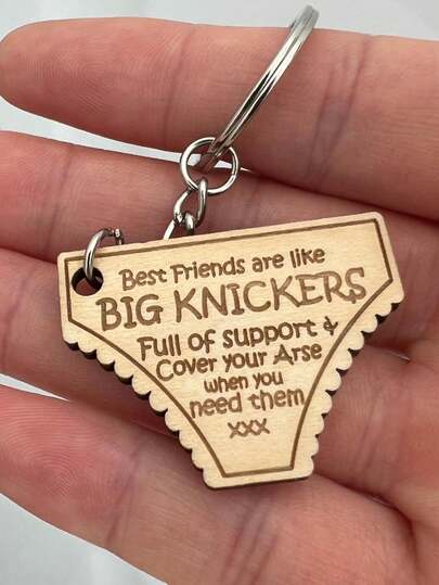Creative Fashionable "Big Underwear" Friendship Keychain, Funny Humorous Gift, Wooden Decorative Item, For Friends, Family, Colleagues, Car Accessories, Hanging Decoration, Fun Decorative Item For Friends