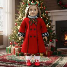 18-Inch American Girl Doll Christmas Dress Outfit, Long Sleeve Dress With Big Bow - Multicolor - View 12