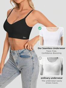 2pcs Women's Seamless Backless Strapless Bra - Lightweight & Breathable Thin Bridallingerie, Adjustable & Convertible Shoulder Straps, Light Support (Ideal For A/B Cup) - Wedding, Formal Dress, Camisole Underwear,Fall & Winter Wear - Multicolor - View 2