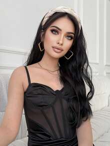 24英寸黑色长卷发假发，可拆卸头带，女士合成纤维半头假发，自然半头假发，适合女孩日常、音乐节派对、街头穿着