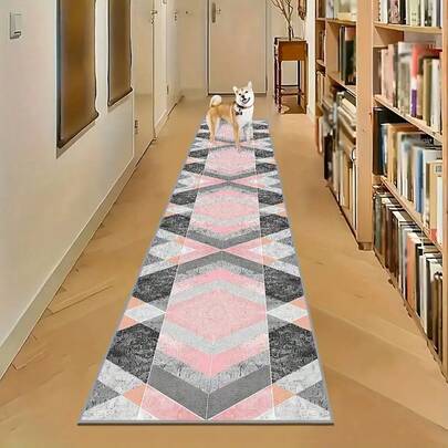 1pc Colorful Geometric Pattern Hallway Decorative Carpet, Runner Rug, Carpet, Runner, Area Rug, Mat, Home Decor, Area Carpet, Living Room Area Rug, Living Room Home Decor, Room Decor, Washable Carpet