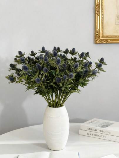 5pcs Artificial Thistle Spray - Realistic Fake Thistle Flowers. Lifelike Plastic Seagreen Fake Plants, Ideal For Weddings, Engagements, Home Decor, Tabletop Arrangements, Holiday Celebrations, Mother's Day Decor, Bridal Bouquets, Wreaths, Dining Table Centerpieces, Outdoor Decor, Bedroom Decor.