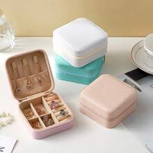 1pc 5cm Jewelry Storage Box, Multi-Piece Jewelry Organizer, Portable Earring Case, Travel Jewelry Organizer, Layer-Separated Anti-Knot Design, Essential Travel Accessory Pouch For Business Trips & Vacations, Zippered Travel Bag, Wedding Souvenir, Birthday Gift, Romantic Gift, Romantic Home Decor, Portable Elegance, Gift For Girlfriend's Birthday, Best Friend's Wedding Gift