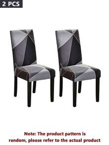 2/4/6pcs Printed Stretch Chair Covers, Living Room Dining Table Chair Protector, Home Decor Seat Covers - Black - View 12