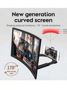 Mobile Phone Screen Magnifier (1 Piece), 12-Inch Curved Mobile Phone Screen Magnifier, Upgraded High-Definition 3D Mobile Phone Screen Amplifier, Mobile Phone Stand With Screen Magnification Function, Compatible With All Smartphones, Suitable For Watching Movies And Videos.