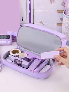 Hộp đựng bút 4 ngăn có khóa kéo, túi đựng đồ nhiều lớp dung tích lớn, thiết kế chân đế để bàn, có tay cầm tiện lợi, phù hợp cho văn phòng, trường học, cao đẳng, người lớn, màu đen, quà tặng tựu trường, văn phòng phẩm. - Nhiều màu - Xem 8