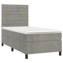 vidaXL Boxspringbett mit Matratze & LED Hellgrau 90x200 cm Samt - Grigio - Visualizzare 3