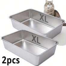 2-Pack Jumbo Cat Litter Box For Large Cats, Stainless Steel With Odor-Proof Design - Extra Large Enclosed Litter Pan, Durable & Easy To Clean, Perfect Christmas Gift For Cat Owners - 2 - Xem 10