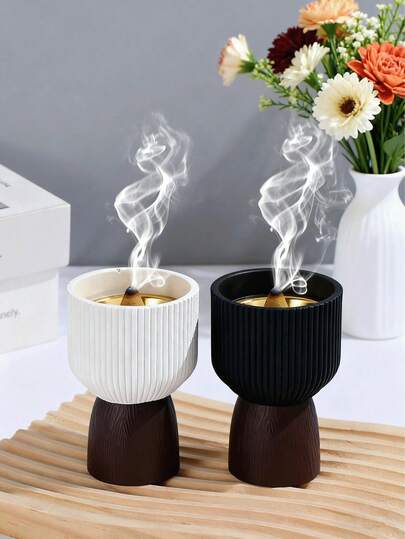 A Portable Resin Incense Burner Decorated With Vertical Stripes. Ideal For Holiday Decorations, Yoga Studio Decor, And Aromatherapy. Also A Great Living Room Decoration, A Gift For A Close Friend, Or A Winter Gift For Women.