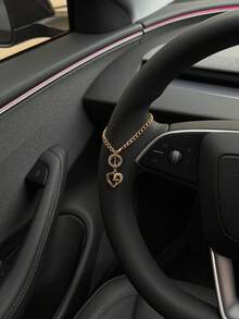 1 Phụ kiện trang trí vô lăng, chiều dài có thể điều chỉnh 15cm, tối giản, dễ thương, chuỗi hạt Mân Côi sáng tạo, phụ kiện treo xe hơi thời trang độc đáo - MẸ + Trái tim - Xem 5