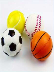 12pcs Full Print Ball Mini Decompressing Toys, Sponge Rebound Basketball Football Baseball Tennis,Packaged And Shipped At Random - Multicolor - View 6