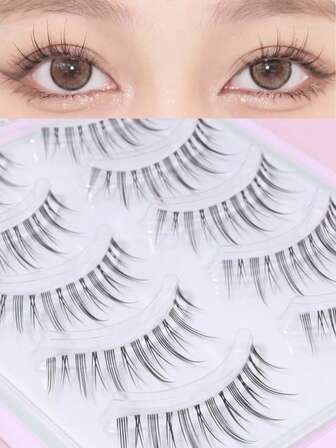 5 pares de pestañas postizas de un solo elemento, de estilo de dibujos animados realistas y transparentes, fáciles de usar para el uso diario, adecuadas para principiantes