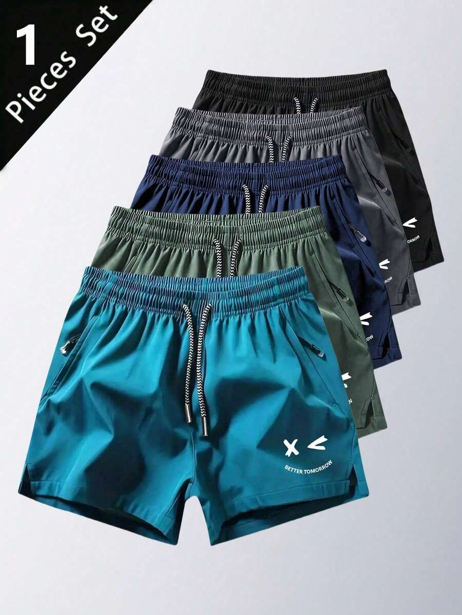 1pc Men's Quick Dry Casual Breathable Running Shorts, Multi-Color Options, Suitable For Summer Outdoor Sports - Blue - View 1