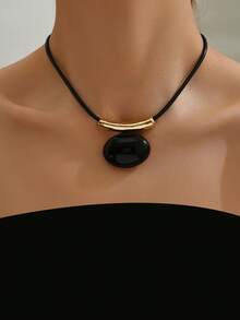 1pc Retro Minimalist Fashion Personalized Exaggerated Pendant Necklace - Yellow Gold - View 1