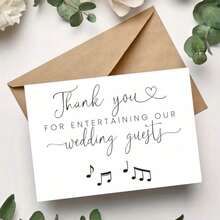 1 Pc Wedding DJ Appreciation Card With Thank You For Entertaining Our Wedding Guests Message Elegant Musical Notes Design Perfect For Wedding Receptions DJ Services As Thank You Card Greeting Card With Envelope - 彩色 - 查看 1