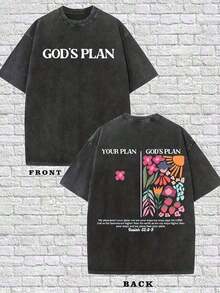 Male And Female Neutral Short SleevesCotton-Shirt. GOD'S PLAN,YOUR PLAN, God's Plan Transcends Human Plans, Bible Verses (Isaiah 55:8-9), Religious Themed-Shirts, Artistic Floral Illustration-Shirts With Round Necks. Short Sleeve., Heat Transfer Printing Design, Spring And Autumn Casual-Shirt. Double Sided Printed-Shirt Spring Casual Wear, Made Of Breathable Fabric. . . . . . Classic Regular Short Sleeved, Fashionable And Cool Design, High-Quality Printing, Fashionable-Shirt, Women's Pattern-Shirt, Fun Pattern-Shirt, Pattern-Shirt, Casual Loose-Shirt,% Cotton-Shirt, Soft, Breathable And Comfortable, Washable-Shirt, Casual Street Style-Shirt, Suitable All Seasons, Very Suitable Casual Wear And Street Style. They Are Excellent Gifts Family And Friends.Printing2025 - 黑色 - 查看 5