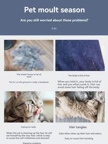 1个自清洁宠物梳毛刷，狗/猫专用，带按摩珠，可去除松散毛发和毛结，亲肤材质，促进血液循环 - 蓝色（款式随机发货） - 藍色 - 查看 7