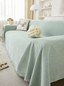 1pc Solid Color Pet Waterproof Sofa Cover, Anti-Scratch Sofa Slipcover, All Season Sofa Protector, Furniture Cover Towel For Bedroom, Office, Living Room, Home Decor - Green - View 9