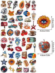 50pcs Vintage Y2K Sticker Aesthetic Watercolor Decals For Laptop Computer Scrapbook Phone Motorcycle Travel Classic Toy Sticker - Multicolor - View 5