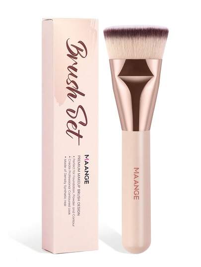 MAANGE 1pc Skin-Friendly Flat Top Makeup Brush, Durable & Portable Foundation Brush, Suitable For Applying Liquid, Cream Or Powder Makeup For Women & Girls